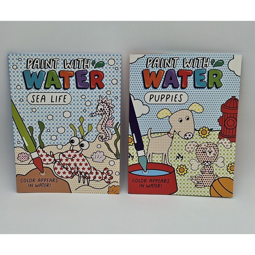 Paint With Water Activity Lot - Arts & Craft Gift 2 Books New Mess Free Puppies